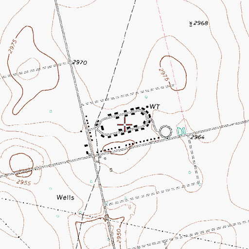 Topographic Map of City of Los Ybanez, TX