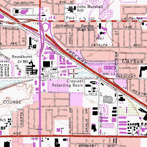 Topographic Map of Crescent Retarding Basin, CA