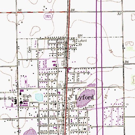 Topographic Map of City of Lyford, TX