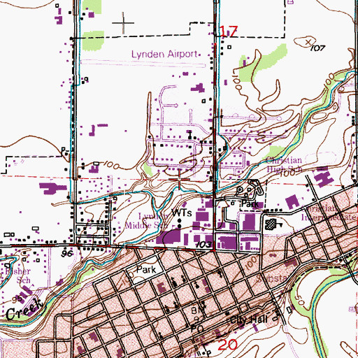 Topographic Map of City of Lynden, WA