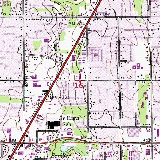 Topographic Map of City of Lynnwood, WA