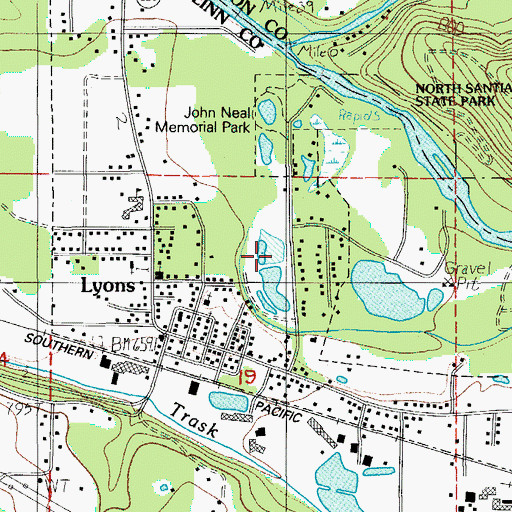 Topographic Map of City of Lyons, OR