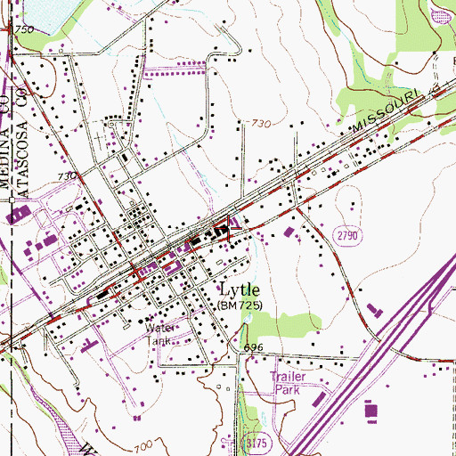 Topographic Map of City of Lytle, TX