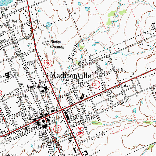 Topographic Map of City of Madisonville, TX