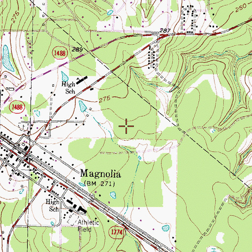 Topographic Map of City of Magnolia, TX