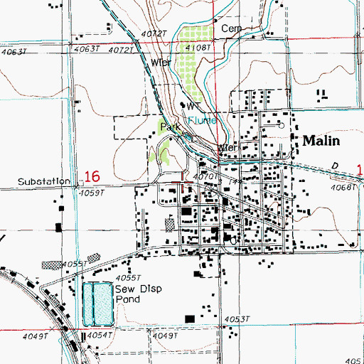 Topographic Map of City of Malin, OR