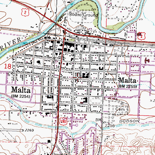 Topographic Map of City of Malta, MT