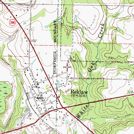 Topographic Map of City of Reklaw, TX