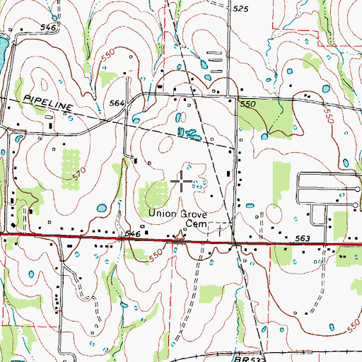 Topographic Map of City of Reno, TX
