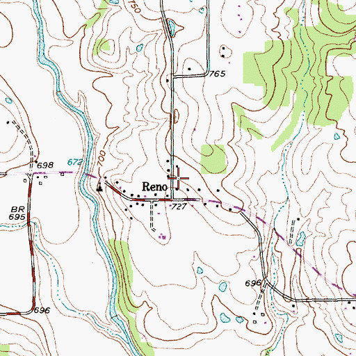 Topographic Map of City of Reno, TX