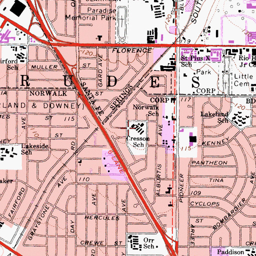 Topographic Map of Cresson Elementary School, CA