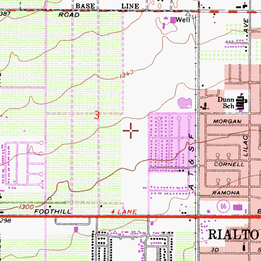 Topographic Map of City of Rialto, CA