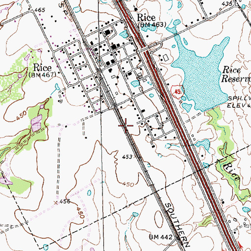 Topographic Map of City of Rice, TX