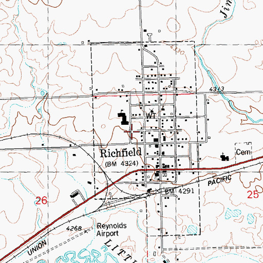 Topographic Map of City of Richfield, ID
