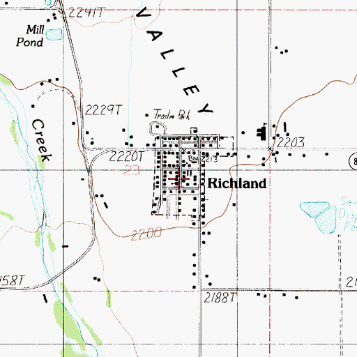Topographic Map of City of Richland, OR