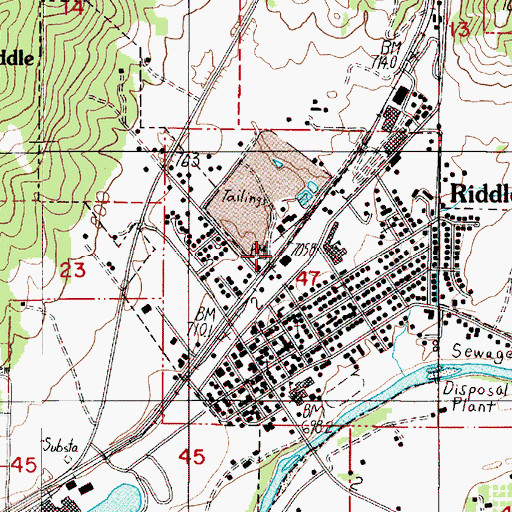 Topographic Map of City of Riddle, OR