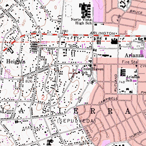 Topographic Map of Crest Haven School, CA