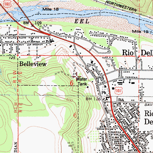 Topographic Map of City of Rio Dell, CA