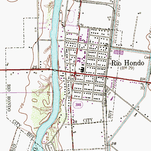 Topographic Map of City of Rio Hondo, TX