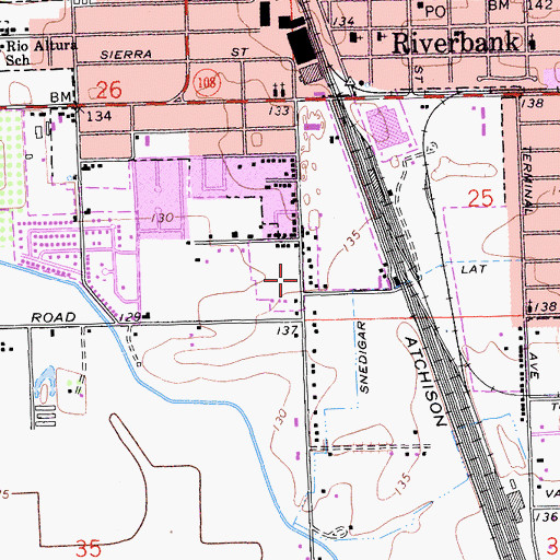 Topographic Map of City of Riverbank, CA