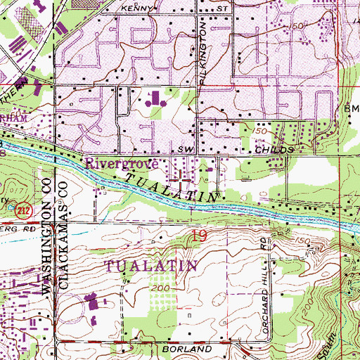 Topographic Map of City of Rivergrove, OR