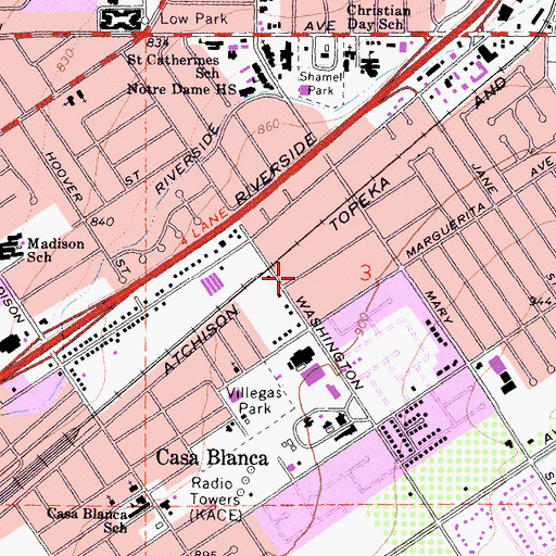 Topographic Map of City of Riverside, CA