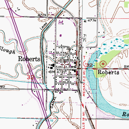 Topographic Map of City of Roberts, ID