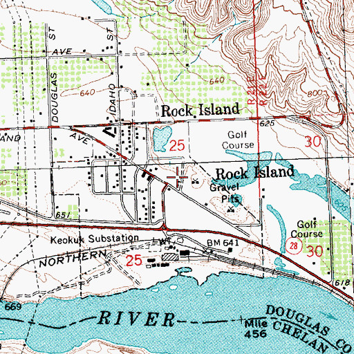 Topographic Map of City of Rock Island, WA