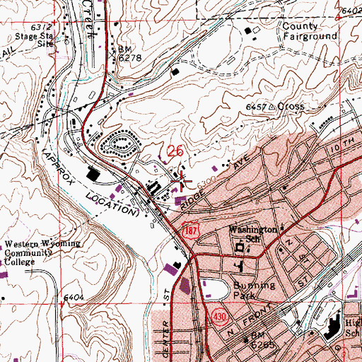 Topographic Map of City of Rock Springs, WY