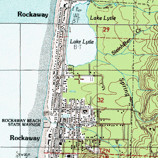 Topographic Map of City of Rockaway Beach, OR