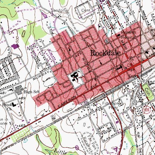 Topographic Map of City of Rockdale, TX