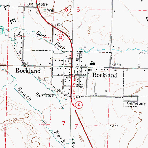 Topographic Map of City of Rockland, ID