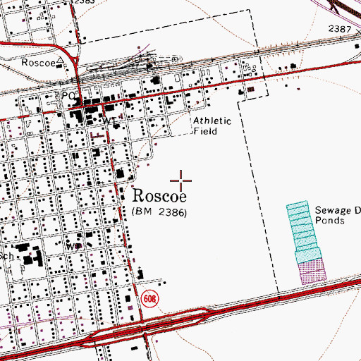 Topographic Map of City of Roscoe, TX
