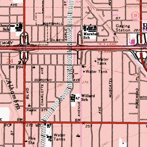 Topographic Map of City of Rosemead, CA