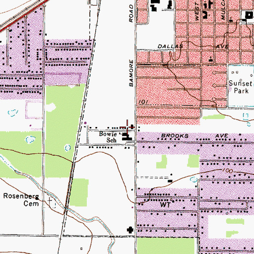 Topographic Map of City of Rosenberg, TX
