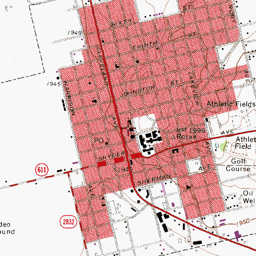 Topographic Map of City of Rotan, TX