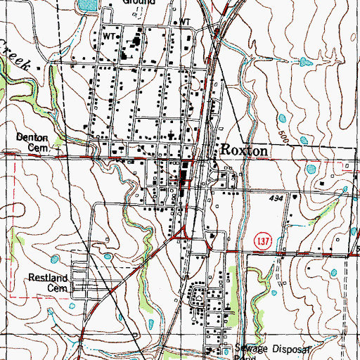 Topographic Map of City of Roxton, TX