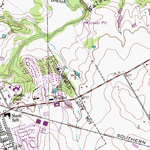 Topographic Map of City of Mansfield, TX