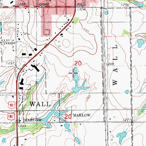 Topographic Map of City of Marlow, OK