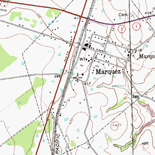 Topographic Map of City of Marquez, TX