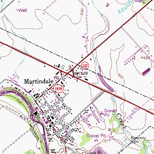 Topographic Map of City of Martindale, TX