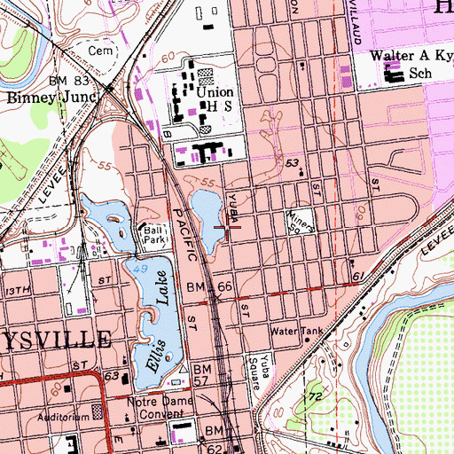 Topographic Map of City of Marysville, CA