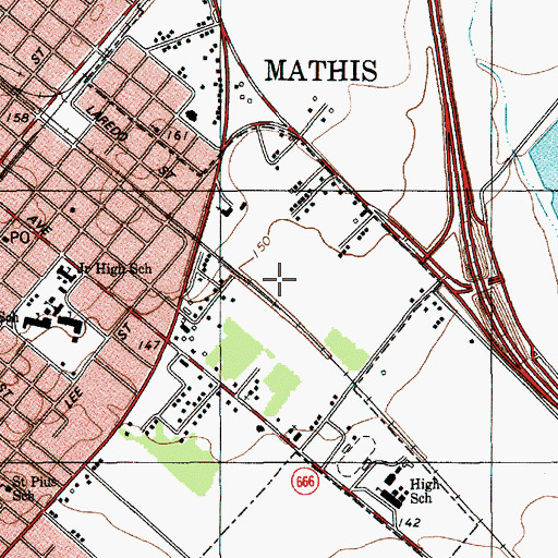 Topographic Map of City of Mathis, TX