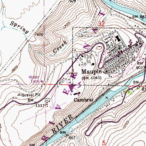 Topographic Map of City of Maupin, OR