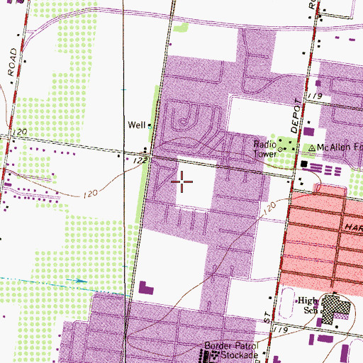 Topographic Map of City of McAllen, TX
