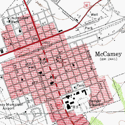 Topographic Map of City of McCamey, TX