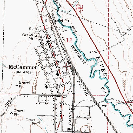 Topographic Map of City of McCammon, ID
