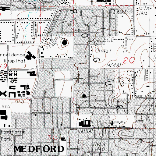 Topographic Map of City of Medford, OR