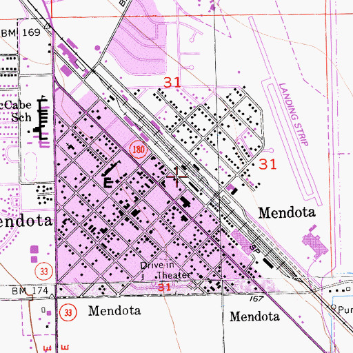Topographic Map of City of Mendota, CA
