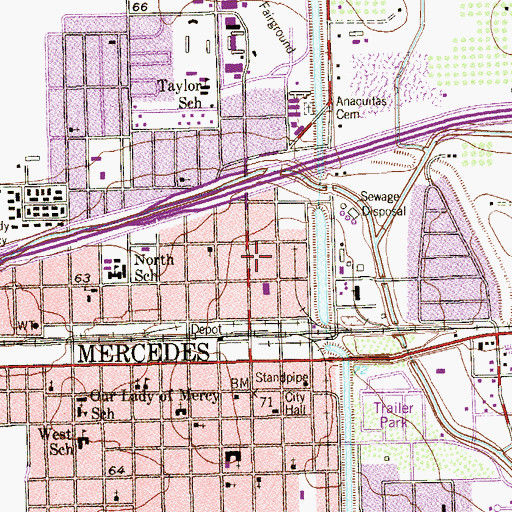 Topographic Map of City of Mercedes, TX